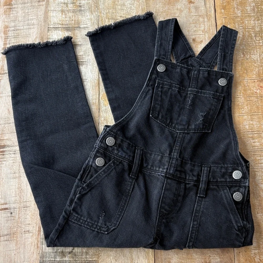Old Navy Girls Black Denim Overalls S(6/7)